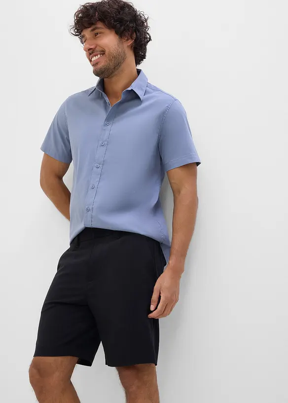 Camicia a maniche corte elasticizzata, slim fit, bonprix