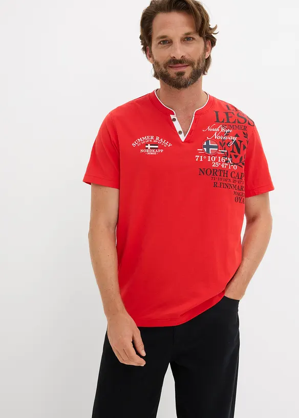 T-shirt serafino a maniche corte in puro cotone biologico, bonprix