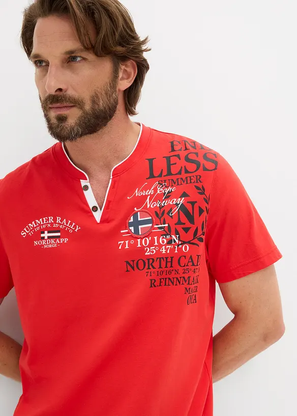 T-shirt serafino a maniche corte in puro cotone biologico, bonprix