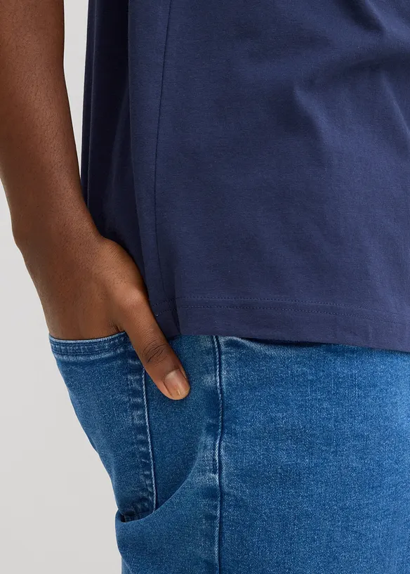 T-shirt serafino a maniche corte in puro cotone biologico, bonprix