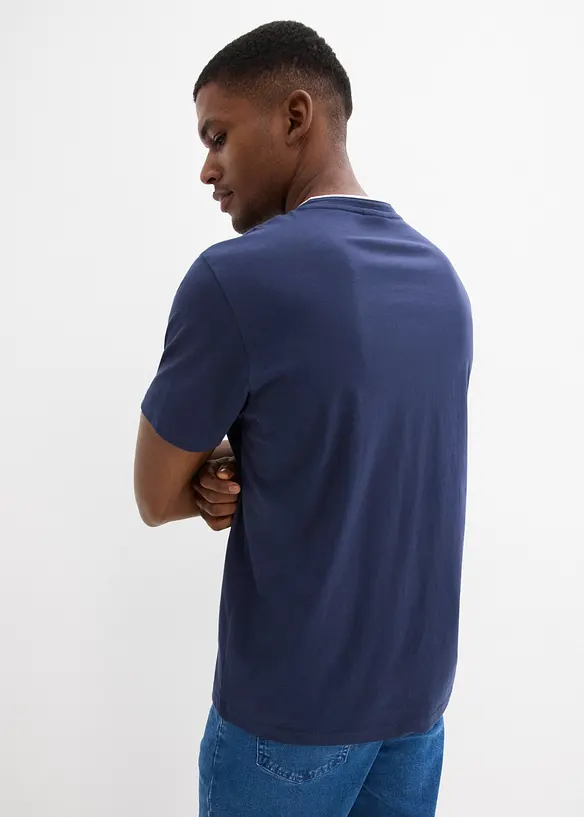 T-shirt serafino a maniche corte in puro cotone biologico, bonprix