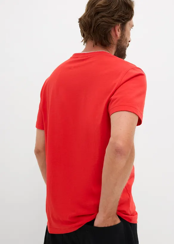 T-shirt serafino a maniche corte in puro cotone biologico, bonprix