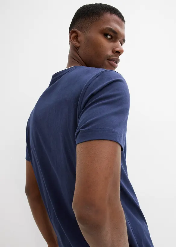 T-shirt serafino a maniche corte in puro cotone biologico, bonprix