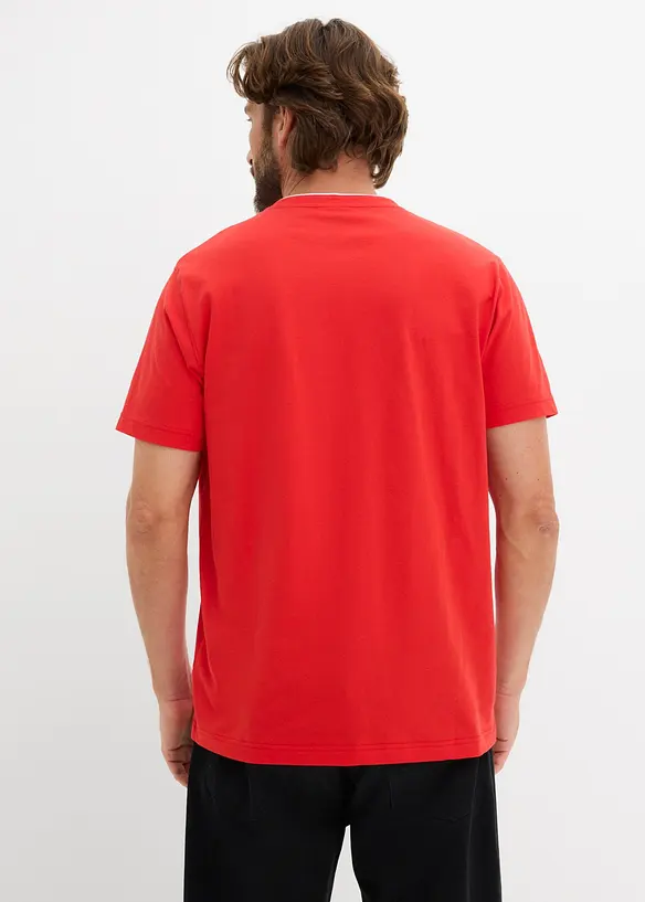 T-shirt serafino a maniche corte in puro cotone biologico, bonprix