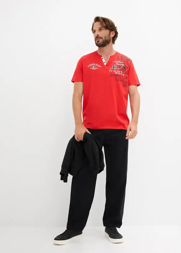 T-shirt serafino a maniche corte in puro cotone biologico, bonprix