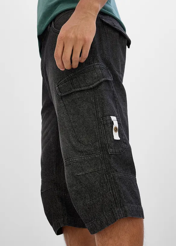 Bermuda cargo lunghi in denim elasticizzato leggero, relaxed fit, bonprix