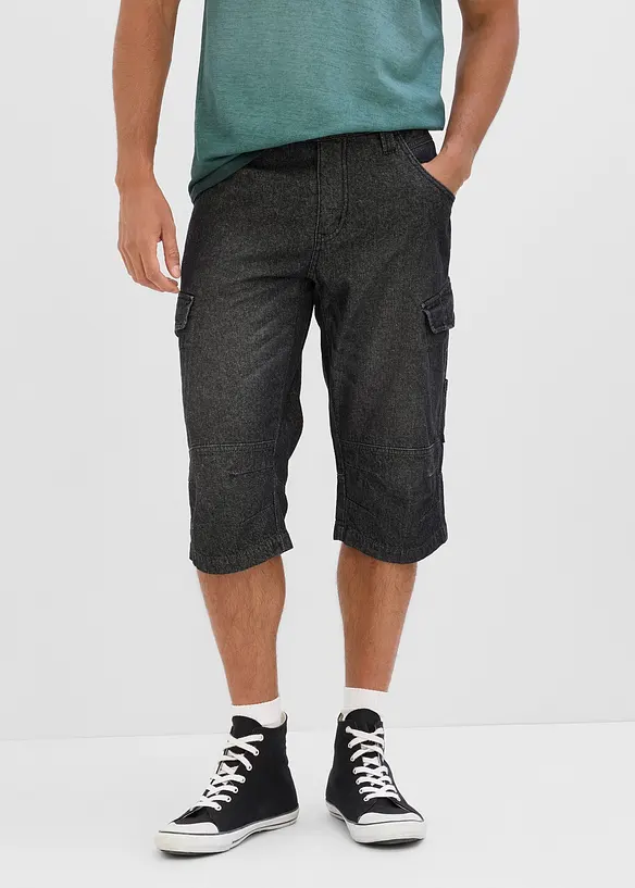 Bermuda cargo lunghi in denim elasticizzato leggero, relaxed fit, bonprix