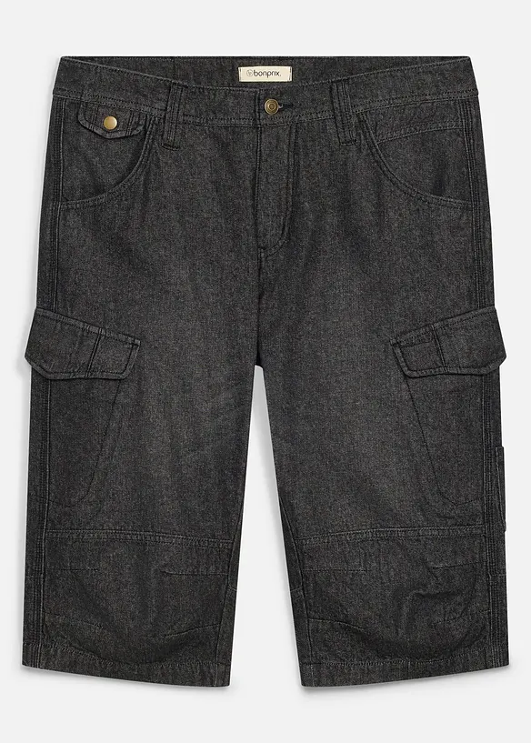 Bermuda cargo lunghi in denim elasticizzato leggero, relaxed fit, bonprix
