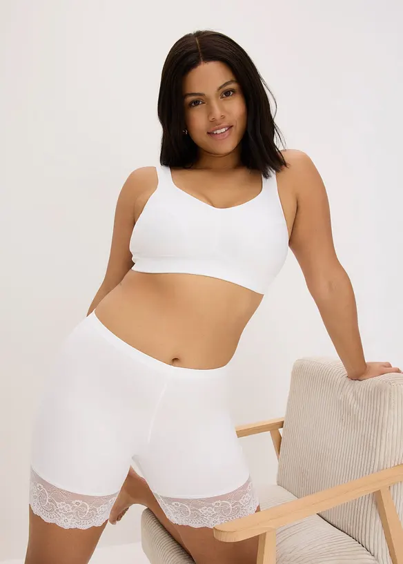 Pantaloncini anti-sfregamento in poliammide rinfrescante con bordo in pizzo sulla gamba, bonprix