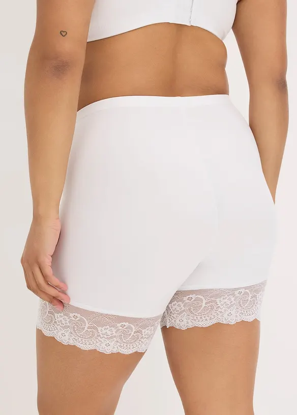 Pantaloncini anti-sfregamento in poliammide rinfrescante con bordo in pizzo sulla gamba, bonprix