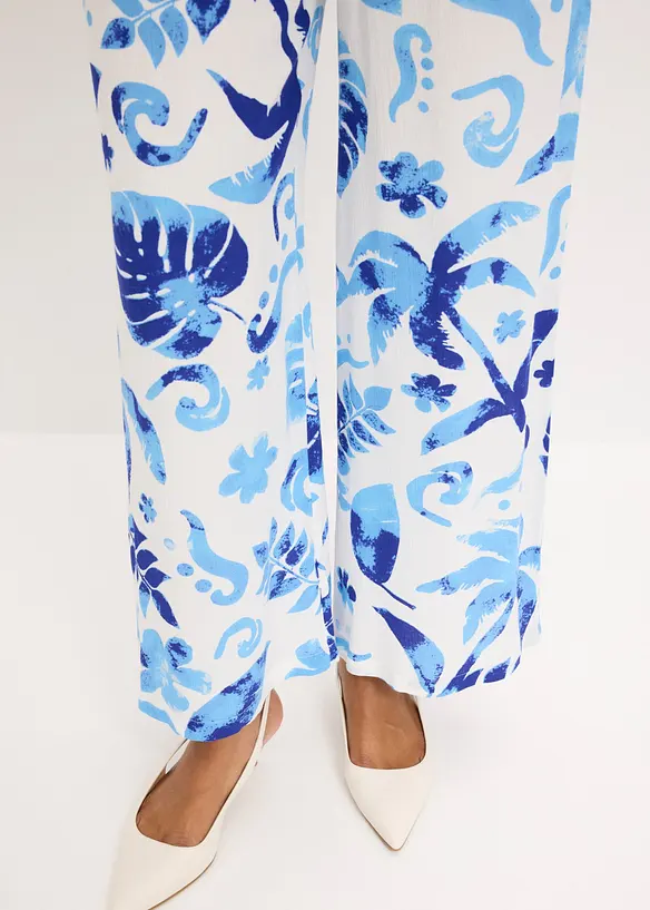 Pantaloni larghi fantasia in viscosa operata, bonprix