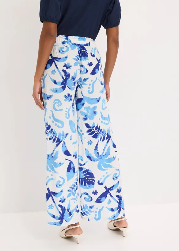 Pantaloni larghi fantasia in viscosa operata, bonprix
