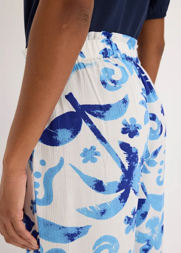 Pantaloni larghi fantasia in viscosa operata, bonprix