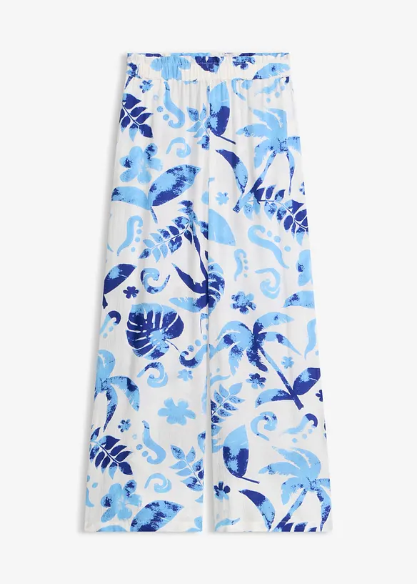 Pantaloni larghi fantasia in viscosa operata, bonprix