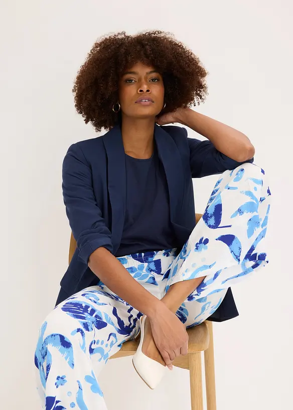 Pantaloni larghi fantasia in viscosa operata, bonprix