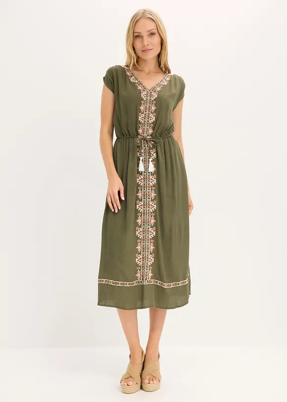 Abito midi boho chic in viscosa fluida, bonprix