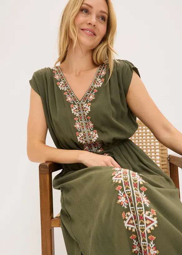 Abito midi boho chic in viscosa fluida, bonprix