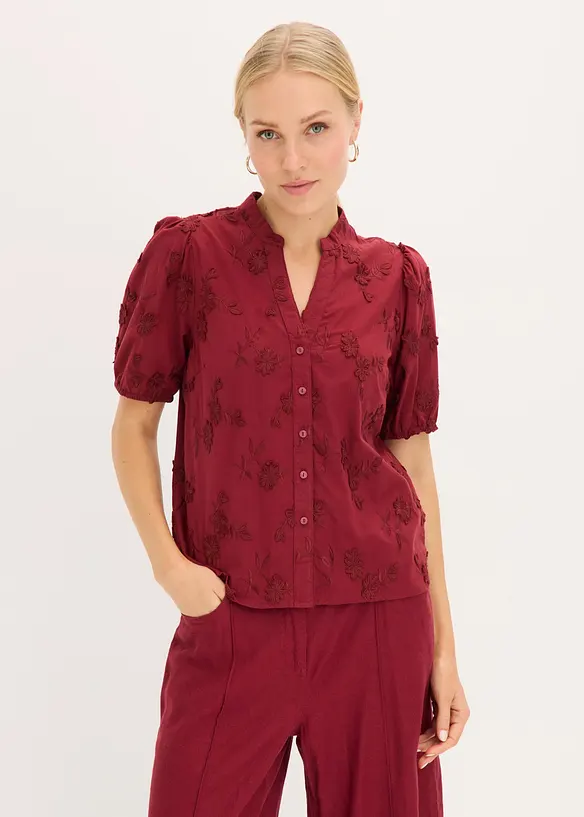 Blusa a maniche corte in puro cotone, bonprix