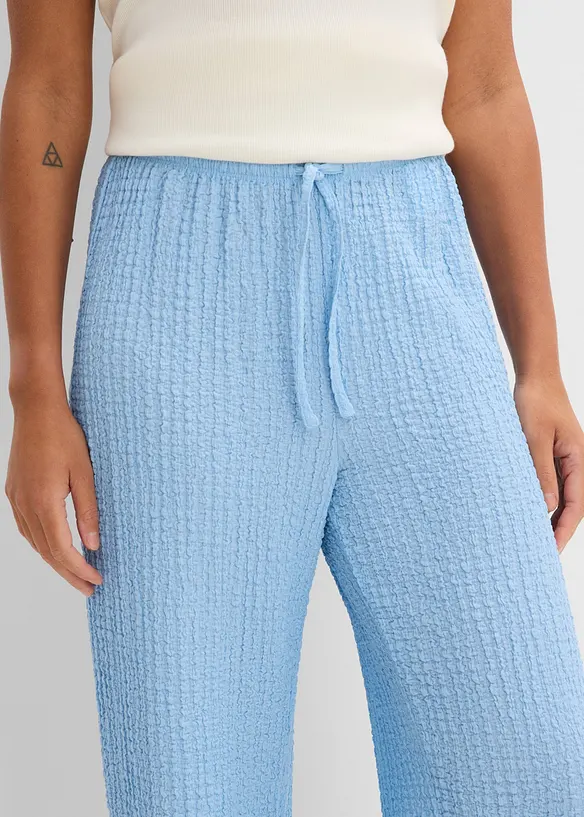 Pantaloni larghi in cr&ecirc;pe operato con elastico in vita, bonprix