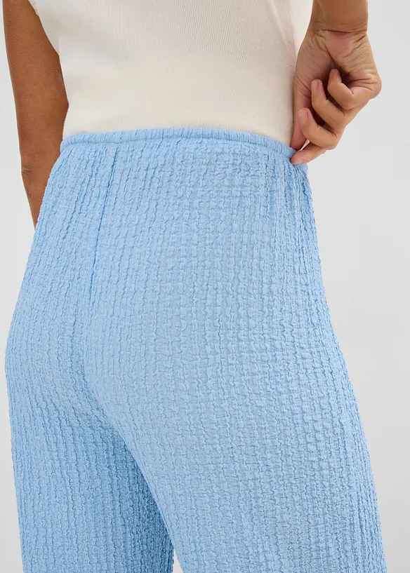 Pantaloni larghi in cr&ecirc;pe operato con elastico in vita, bonprix