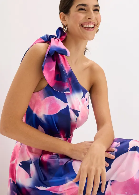 Abito monospalla in satin lucido, bonprix