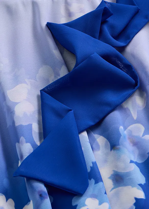 Abito di chiffon con fondo a punte e fusciacca, bonprix