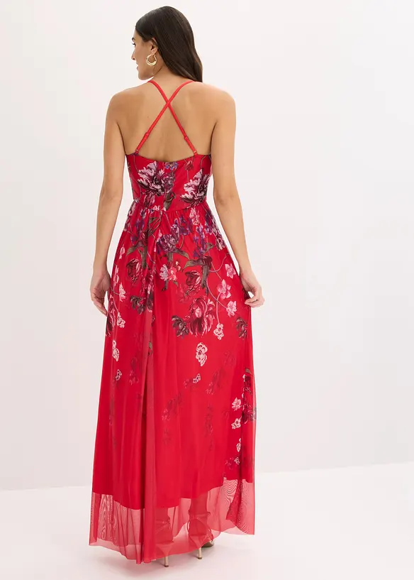 Abito lungo in tulle delicato con spalline, bonprix