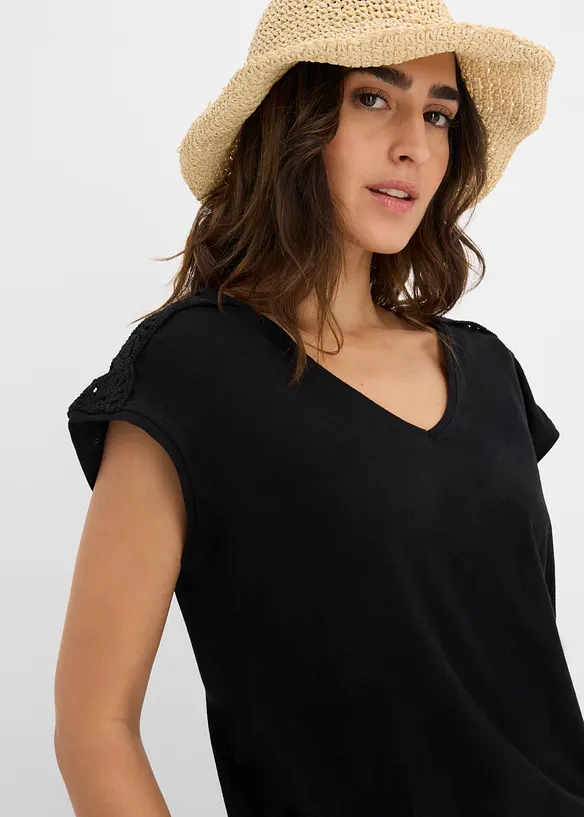 Maglia con inserti effetto uncinetto, bonprix