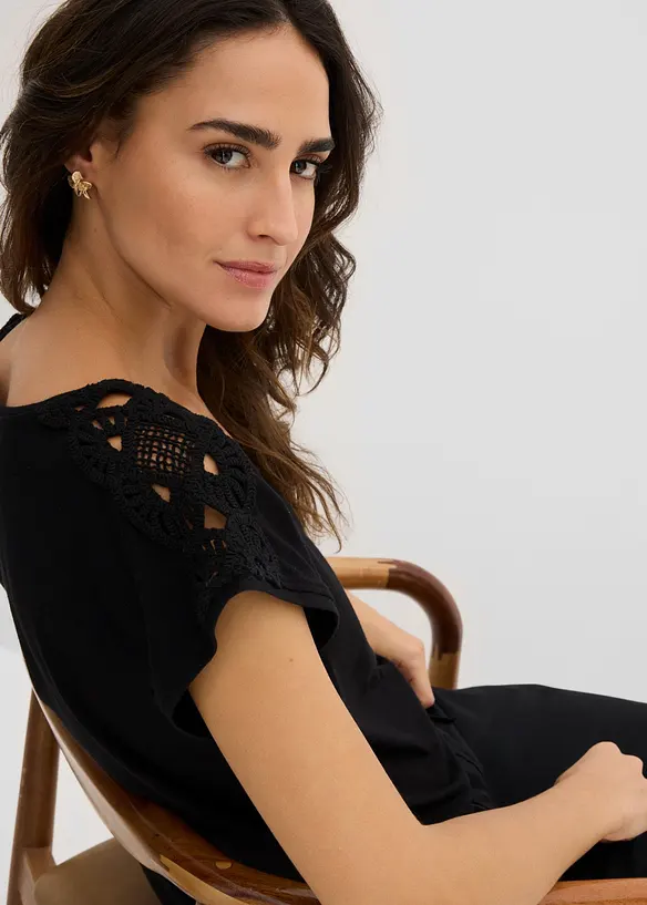 Maglia con inserti effetto uncinetto, bonprix