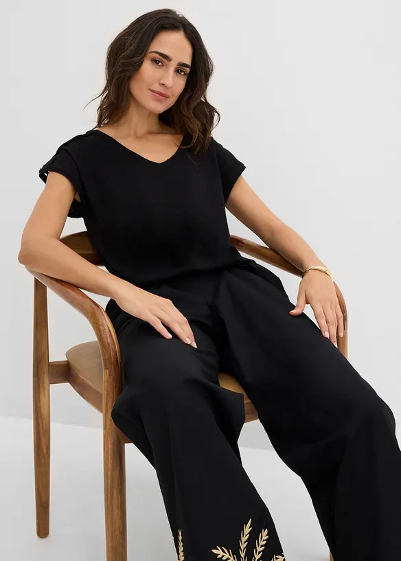 Maglia con inserti effetto uncinetto, bonprix