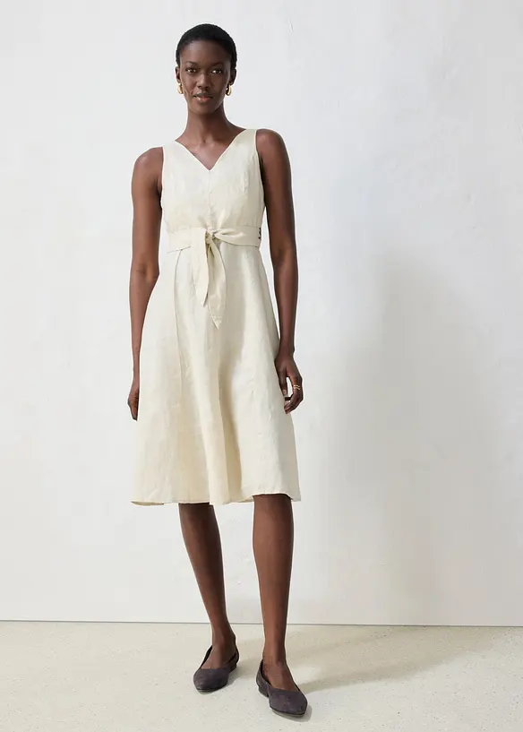 Abito midi in puro lino, bonprix