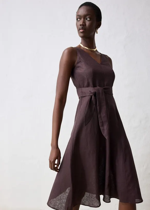 Abito midi in puro lino, bonprix