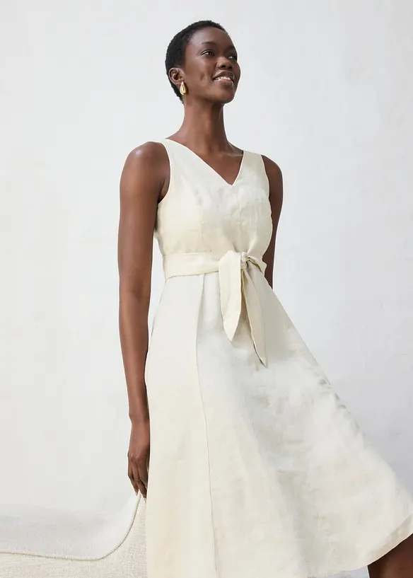 Abito midi in puro lino, bonprix