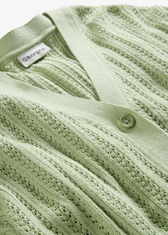 Cardigan traforato in misto lino, bonprix