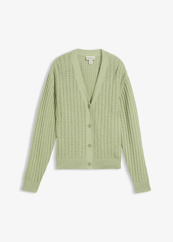 Cardigan traforato in misto lino, bonprix