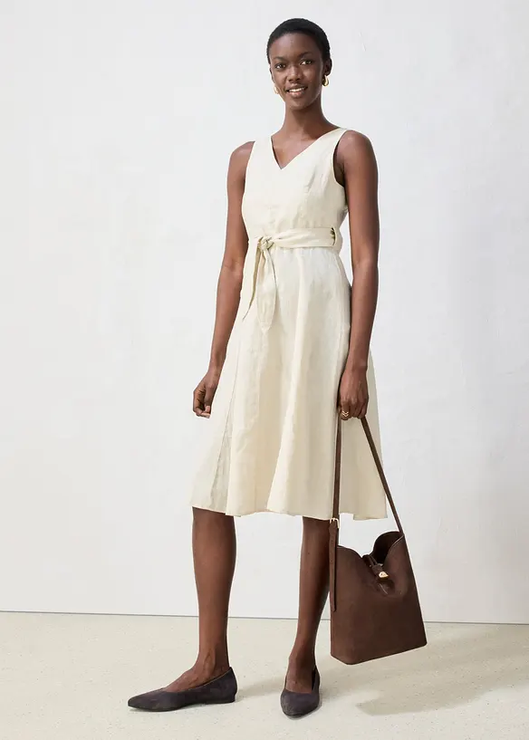 Abito midi in puro lino, bonprix