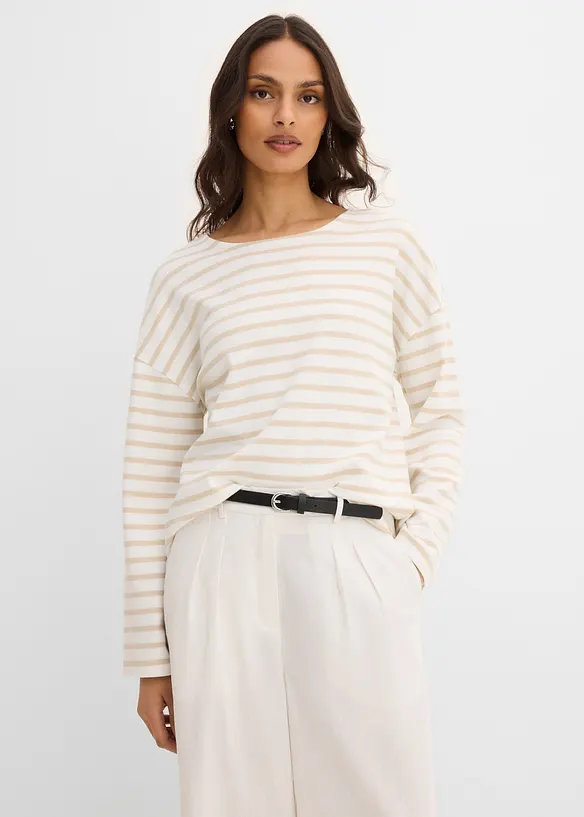 Maglia a maniche lunghe a righe in cotone biologico, bonprix
