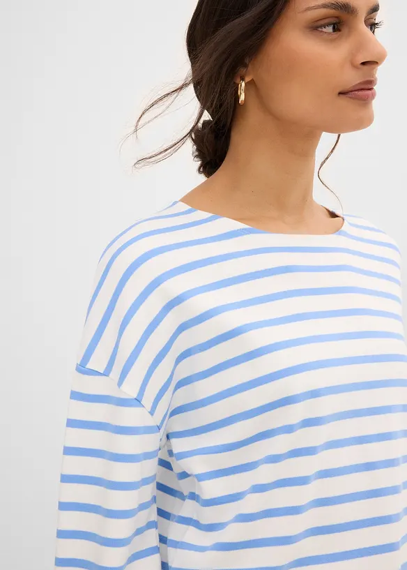 Maglia a maniche lunghe a righe in cotone biologico, bonprix