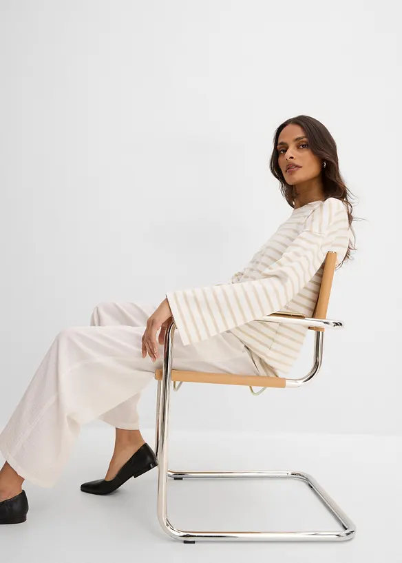 Maglia a maniche lunghe a righe in cotone biologico, bonprix