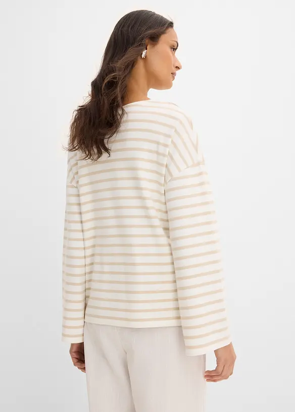 Maglia a maniche lunghe a righe in cotone biologico, bonprix