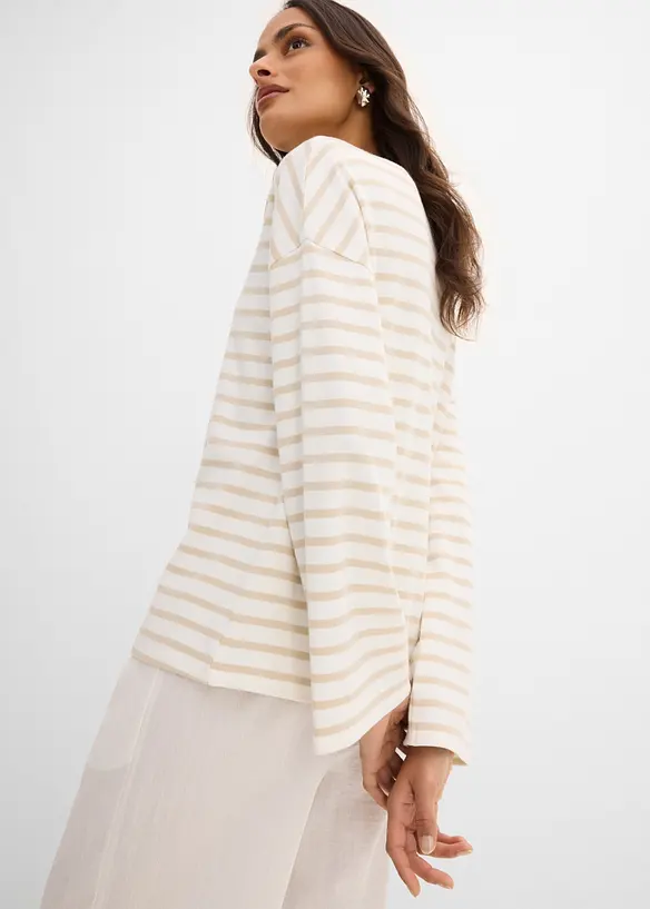 Maglia a maniche lunghe a righe in cotone biologico, bonprix