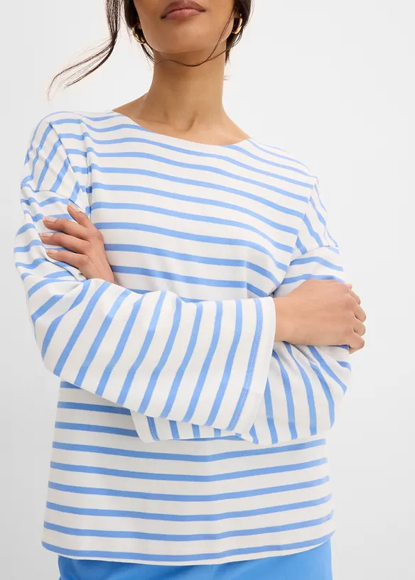 Maglia a maniche lunghe a righe in cotone biologico, bonprix