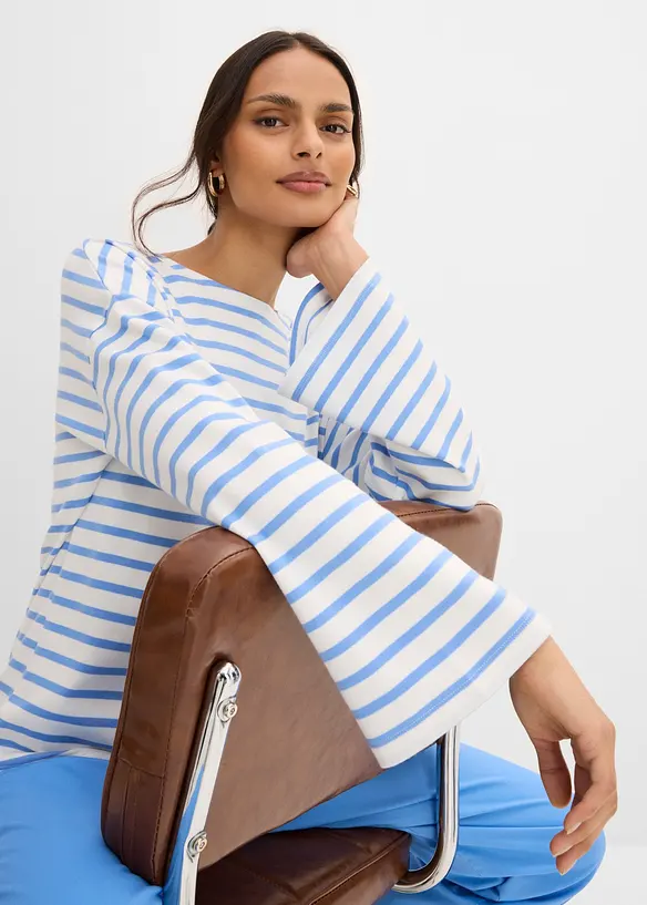 Maglia a maniche lunghe a righe in cotone biologico, bonprix