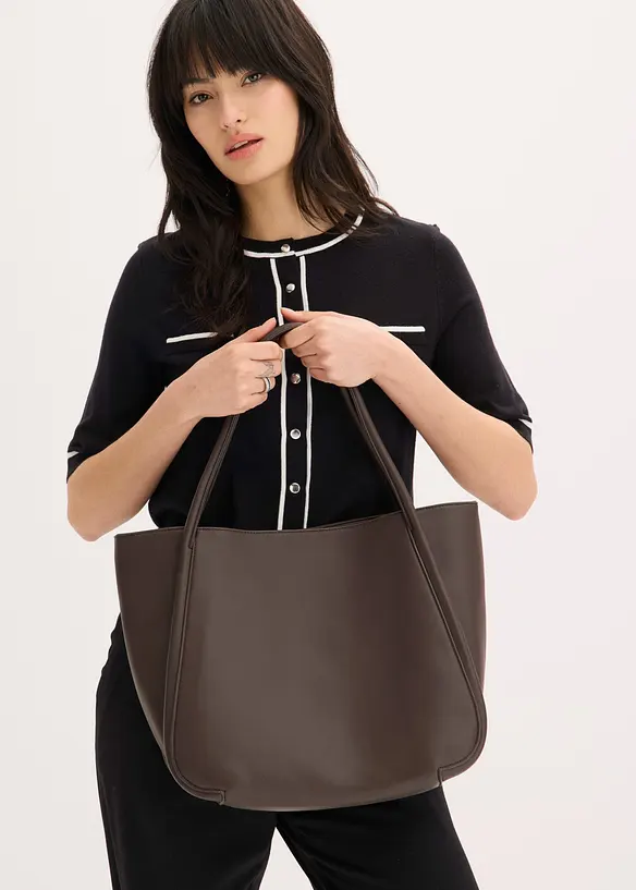 Borsa shopper con profili arrotondati e tasca interna grande, bonprix