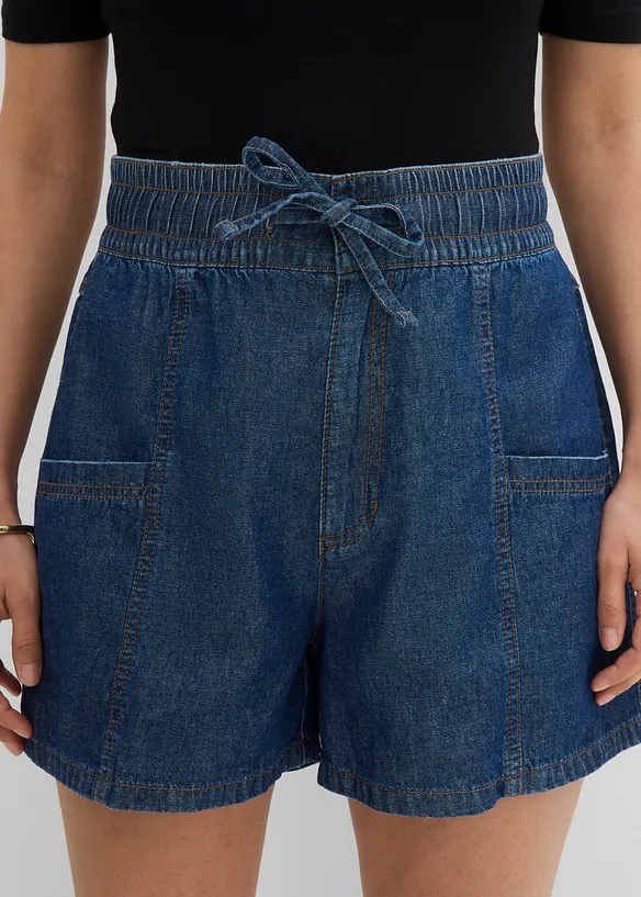 Shorts in jeans con comodo elastico, vita alta, bonprix