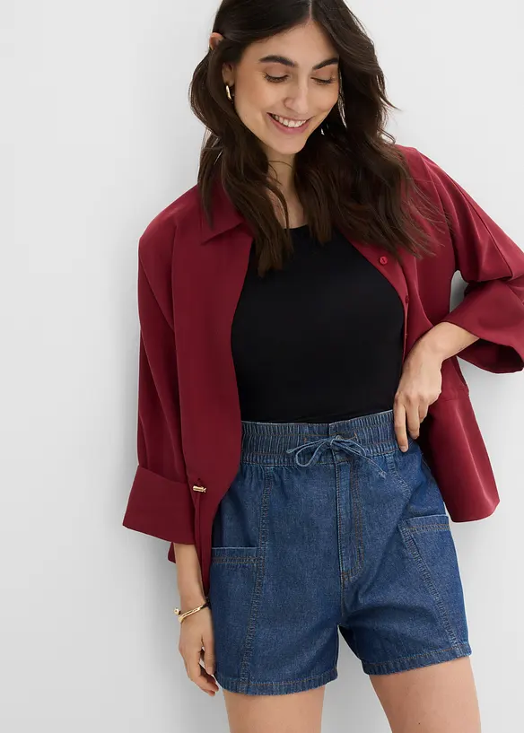 Shorts in jeans con comodo elastico, vita alta, bonprix