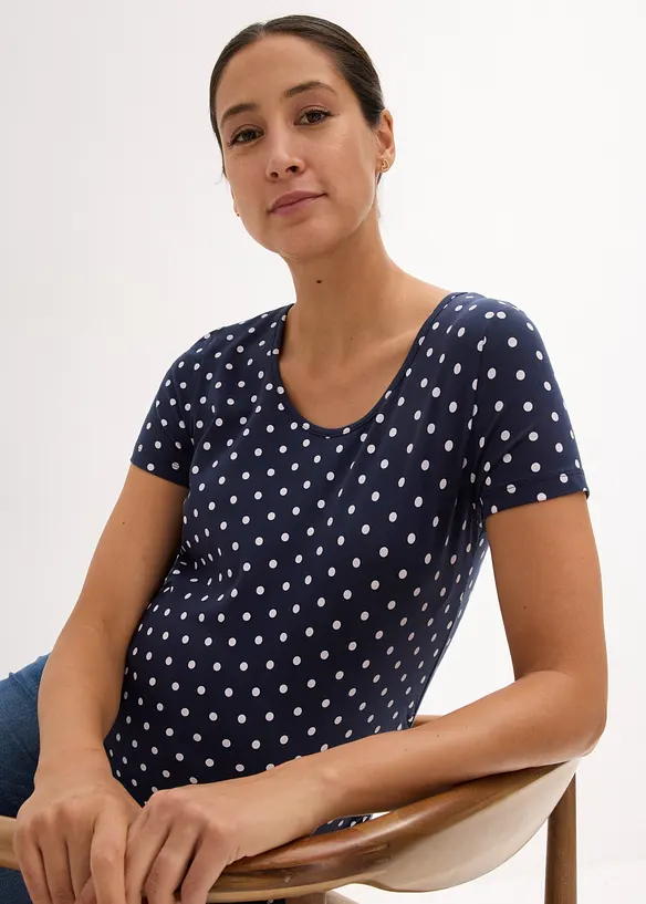 Maglia pr&eacute;maman a pois in cotone biologico (pacco da 2), bonprix