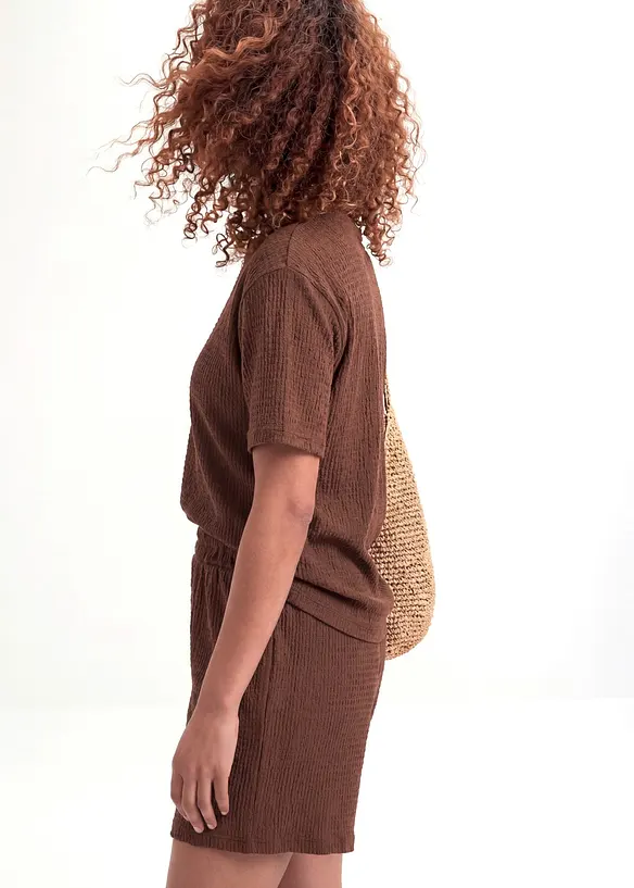 Shorts con elastico in vita in cr&ecirc;pe stropicciato, bonprix