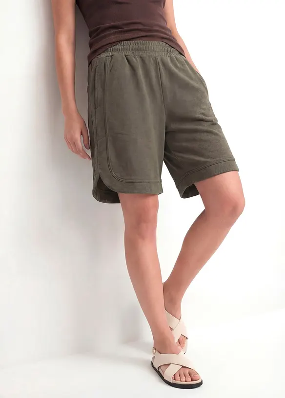 Shorts ampi in felpa di misto cotone, bonprix