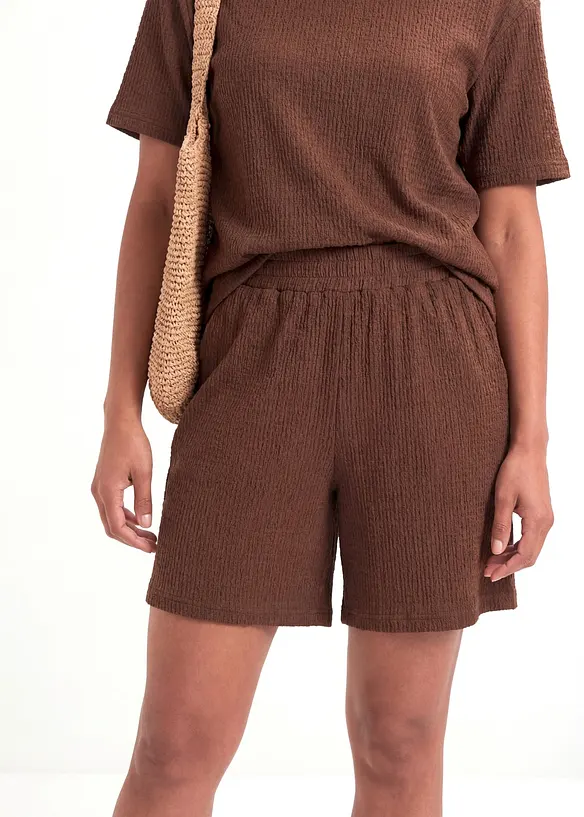Shorts con elastico in vita in cr&ecirc;pe stropicciato, bonprix